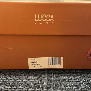 Like new Lucca Lane dark red leather heeled boots. Size 8M